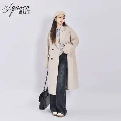 毛呢西装大衣女秋冬季新款气质时尚高级感宽松中长款加厚呢子外套图片