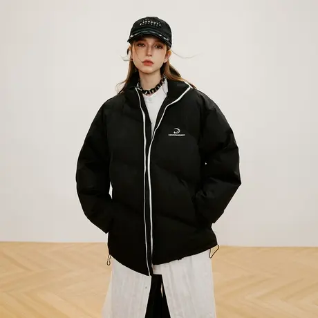 潮牌基础款棉服女冬季加棉外套2023新款复古面包服宽松小个子棉衣图片