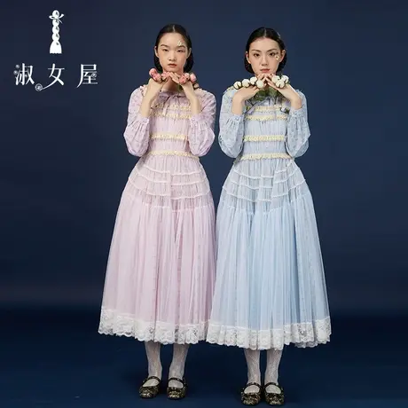 淑女屋官方旗舰店少女花朵装饰连衣裙图片