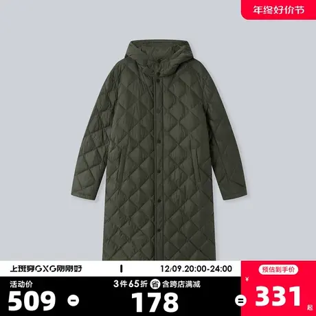 YATLAS亚锐男装2020年冬季新品深绿色休闲连帽长款羽绒服男潮图片