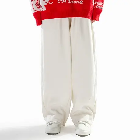 潮流宽松山本裤加绒加厚纯色直筒休闲裤男女同款潮牌阔腿裤子春季商品大图