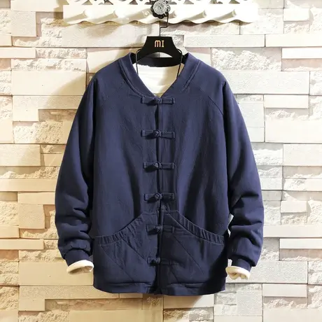 唐装男棉袄外套男冬季盘扣加绒加厚中国风棉衣中式棒球棉服宽松商品大图