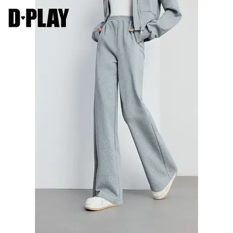 DPLAY2025年春季新款灰色裤子女高腰直筒宽松流行长款休闲裤长裤商品大图