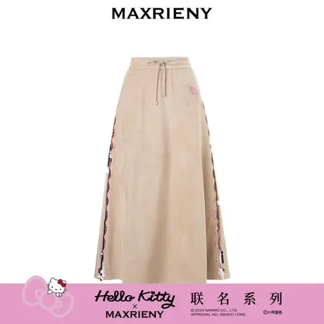 【MAXRIENY x Hello Kitty联名系列】经典A字伞摆抓绒半裙2024春商品大图
