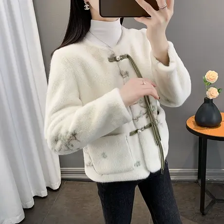 国风女装小香风外套女秋冬款2023新款爆款皮毛一体女上衣加厚春款商品大图