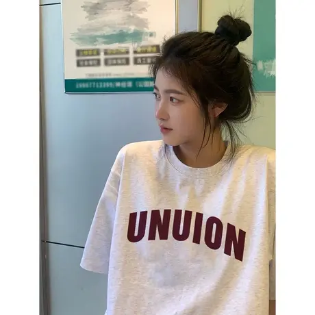 ins超火短袖T恤女夏装2024新款宽松韩版纯棉半袖打底小衫欧货上衣商品大图