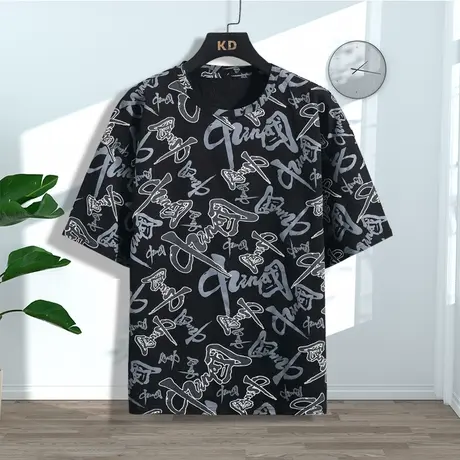 全棉短T男韩版潮流夏季中国风学生圆领短袖t恤潮牌纯棉半袖体恤帅商品大图