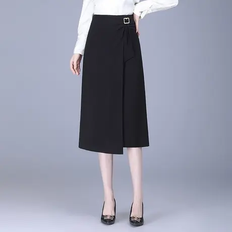 黑色不规则显瘦半身裙女春季2024新款高腰气质包臀裙中长款一步裙图片