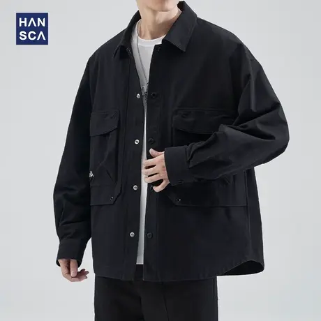 hansca衬衫式外套男春季日系复古高级感宽松潮流痞帅大码工装夹克商品大图