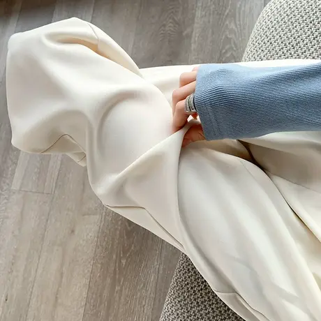 窄版西装阔腿裤女春秋2024年新款高腰垂感显瘦白色拖地休闲直筒裤商品大图