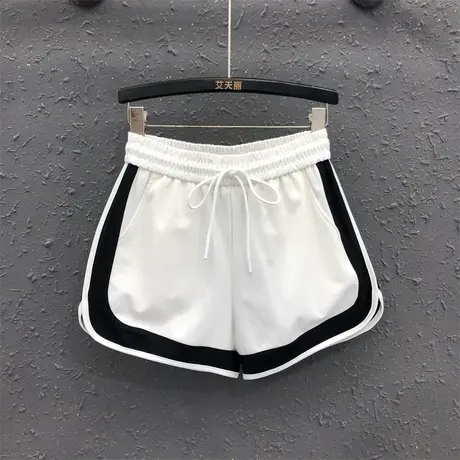 欧货韩版休闲裤女24春夏新款白色松紧腰气质高腰显瘦百搭阔腿短裤图片
