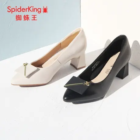 SPIDER KING/蜘蛛王高跟鞋真皮2023春商场新款皮鞋女粗跟软底上班图片