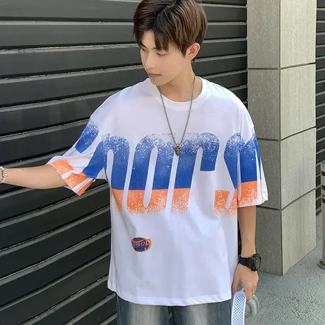 青少年短袖t恤男夏季日系潮流体恤初中高中T恤男士宽松新款上衣潮商品大图