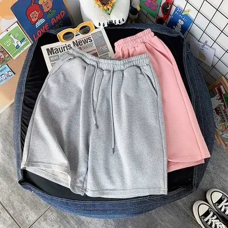 夏季纯色短裤男休闲五分运动裤子潮流百搭宽松韩版ins潮牌沙滩裤商品大图