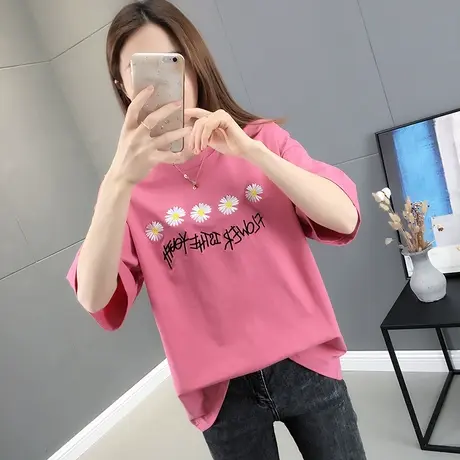 小雏菊纯棉短袖夏季新款2022年宽松韩版小心机设计感刺绣上衣t恤图片