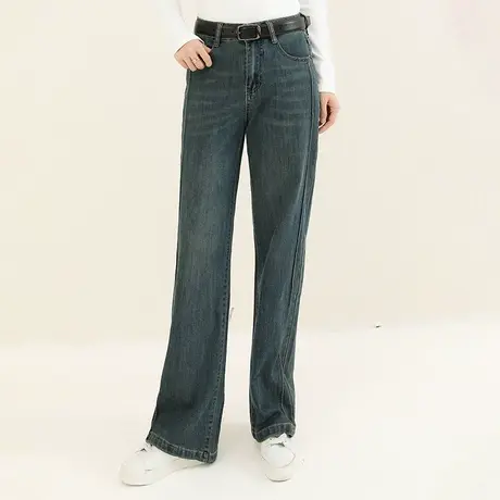 韩潮袭人高腰显瘦阔腿牛仔裤女2023秋季新款宽松显瘦复古直筒裤图片