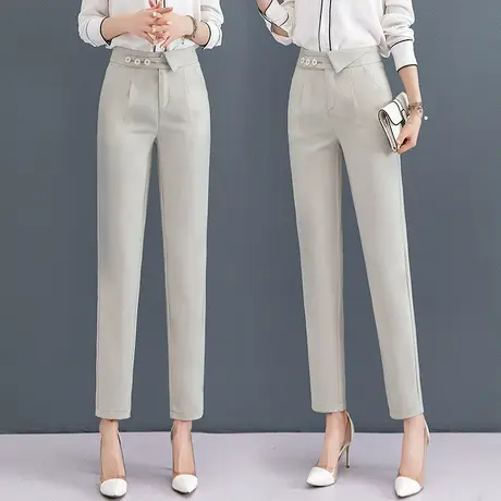 西装裤子女小个子2023新款直筒烟管裤时尚百搭宽松显瘦哈伦女裤潮图片