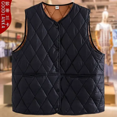 加大码中老年妈妈秋冬羽绒棉马夹女宽松洋气时尚夹棉保暖马甲外套图片