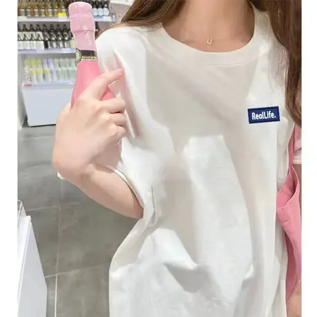 高级感纯棉T恤女2023年春秋季短袖长袖卫衣内搭打底衫宽松上衣服商品大图