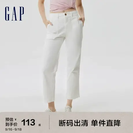 【断码特价】Gap女装高腰宽松直筒休闲裤卡其裤夏季时尚休闲裙子图片