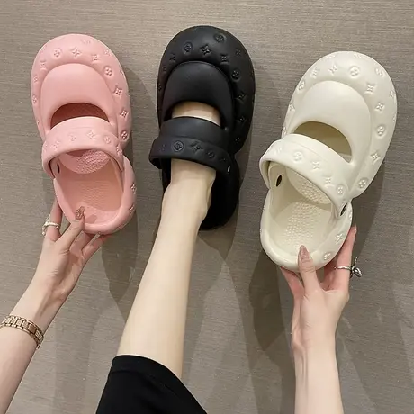 洞洞鞋女夏季新款时尚外穿踩屎感防滑包头沙滩透气可爱小花凉拖鞋商品大图