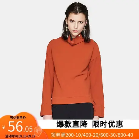 艾格春季女装时尚宽松百搭休闲简约高领中长款长袖针织衫M133商品大图
