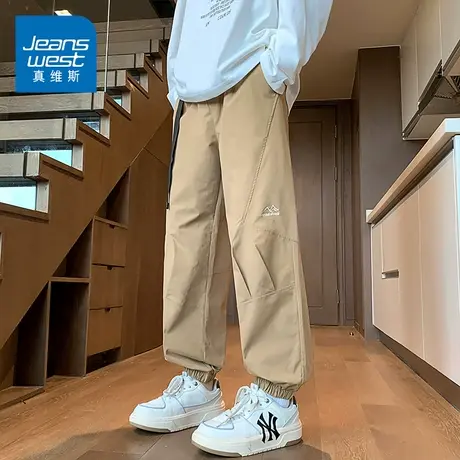 KZ真维斯冬季工装哈伦休闲长裤男士束脚男裤子痞帅运动2023年新款商品大图