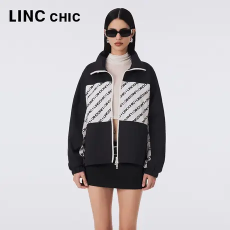 LINCCHIC金羽杰2023年秋季新款立领印花拼接短外套女S233JK416Y商品大图