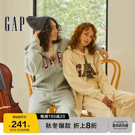 Gap男女装秋冬款LOGO碳素软磨抓绒卫衣情侣装461135休闲外套图片