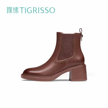 蹀愫冬复古美拉德英伦厚底增高切尔西女鞋女靴TA43712-15t商品大图