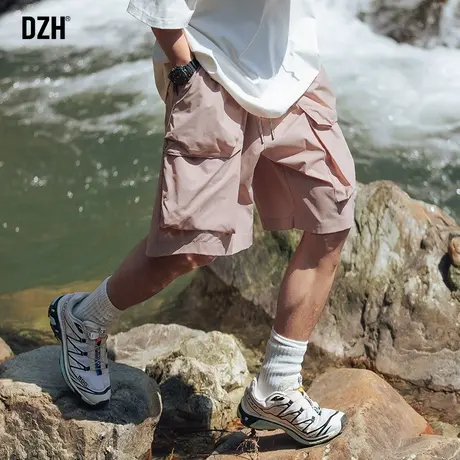 男生粉色裤子男夏季薄款工装短裤男款户外冰丝速干五分裤2025新款商品大图