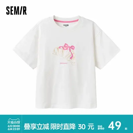 森马儿童短袖T恤2025夏新款纯棉美食印花上衣宽松女童装甜美洋气商品大图
