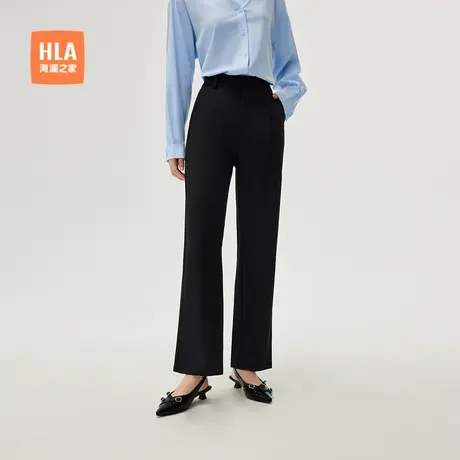 【含亚麻】HLA/海澜之家宽松休闲裤秋新显瘦商务通勤直筒裤子女装商品大图