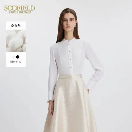 【桑蚕丝】Scofield女装半高领衬衫亮片蕾丝百搭通勤2024秋季新款图片