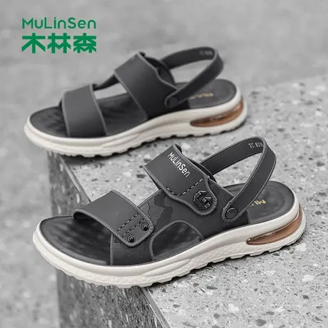 木林森时尚凉拖男鞋2025夏季新款运动外穿轻便两用沙滩气垫凉拖商品大图