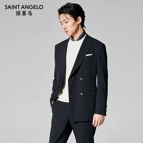 【商场同款】报喜鸟2025秋季新款男士商务正装西服上衣条纹西裤男图片