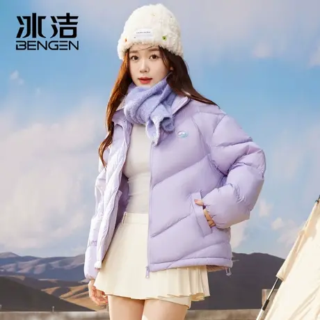 冰洁羽绒服女短款2023冬季新款加厚保暖时尚宽松外套潮面包服HM图片