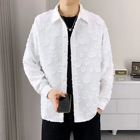 2025秋季新款男士长袖衬衫时尚痞帅潮流日系简约衬衣男装上衣外套商品大图
