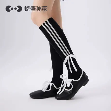 螃蟹秘密小腿袜女长筒春夏高筒外穿ins潮蝴蝶结中筒袜显瘦jk袜子商品大图