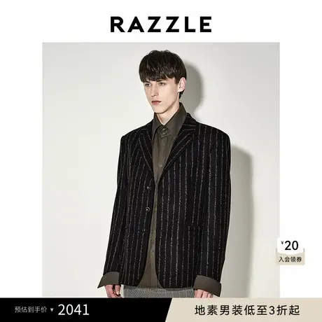 RAZZLE 地素男装西装外套冬季黑色单排扣毛呢西装商品大图