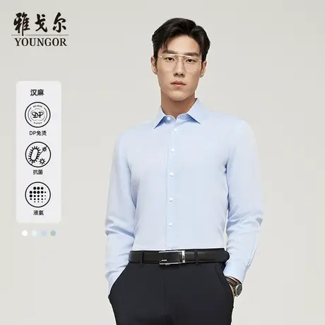 雅戈尔奥莱 男装汉麻DP免烫秋季休闲舒适透气液氨抑菌长袖衬衫商品大图