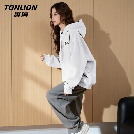 唐狮官方连帽卫衣女2026新款春季大码套头外套美式个性印花上衣VC图片