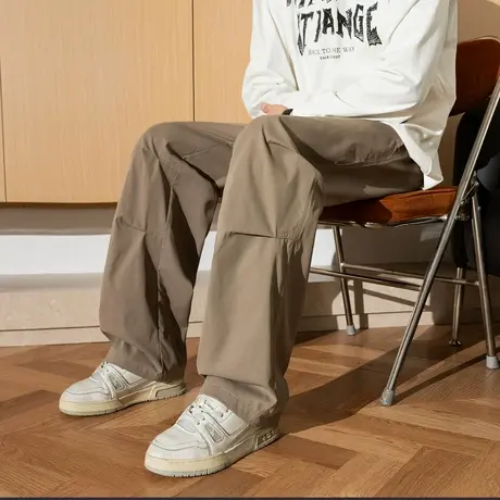 唐狮春秋休闲裤男阔腿长裤速干运动裤子韩版工装时尚通勤风显高TE商品大图