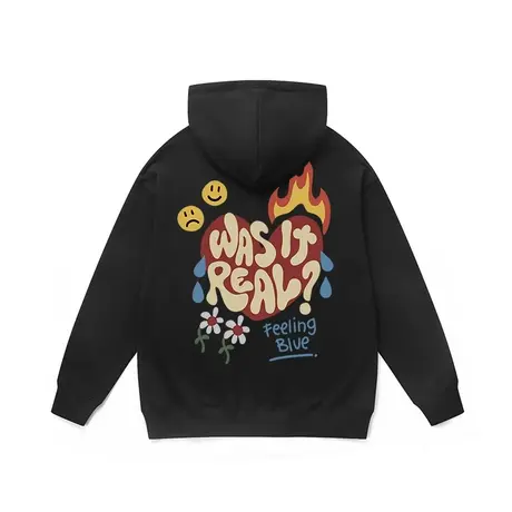 黑色长袖连帽卫衣美式街头潮酷暗黑INS风冬季加厚中长款帽衫外套商品大图