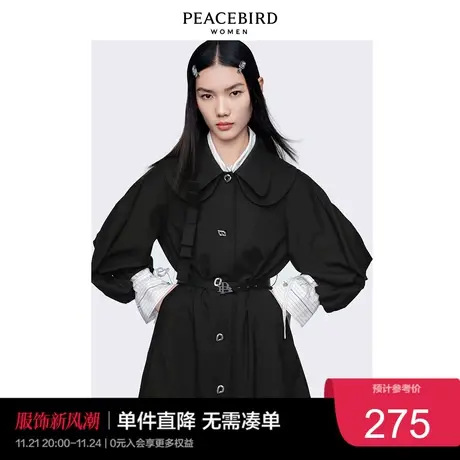 太平鸟气质流行春秋年新款优雅泡泡袖风衣A1BEC1659图片