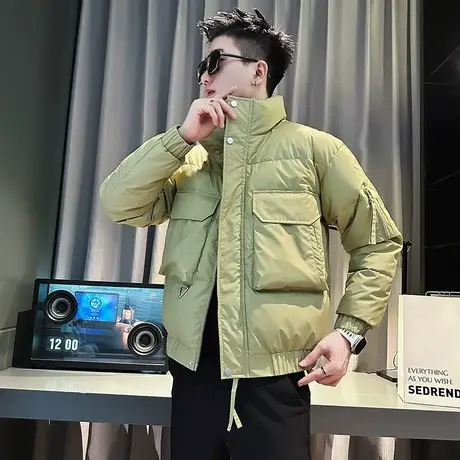 工装立领棉衣男冬季潮牌纯色休闲个性大口袋2023小众冬装棉服外套图片