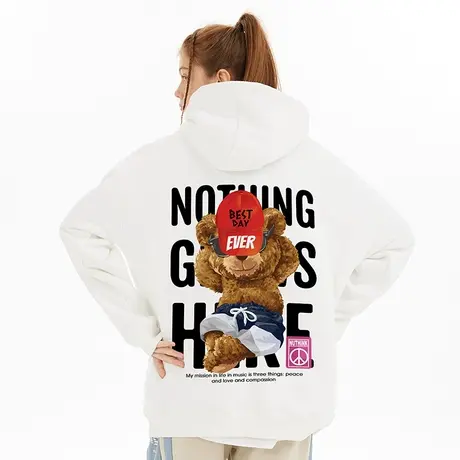 美式街头连帽小熊卫衣男潮牌oversize宽松国潮男款春季外套上衣商品大图