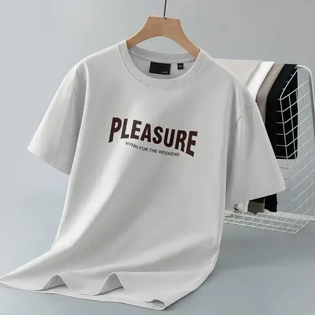 250g重磅t恤男短袖纯棉圆领上衣服字母印花夏季半袖美式全棉体恤商品大图