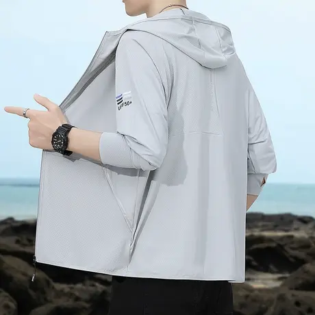 2023夏季薄款冰丝凉感透气夹克新款潮流防晒速干外套时尚简约男装商品大图