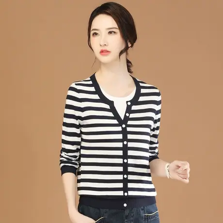 韩潮袭人假两件V领套头长袖毛衣女2024春新款宽松休闲打底针织衫图片